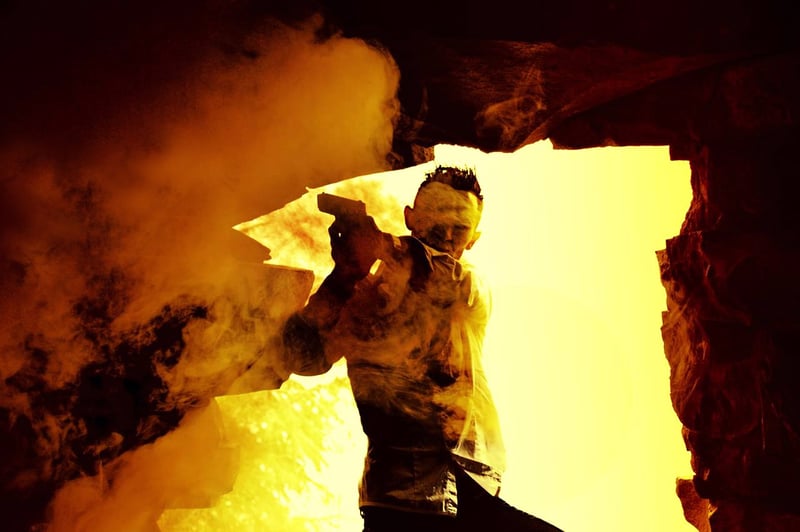 Prehistoric cave man cooking over fire